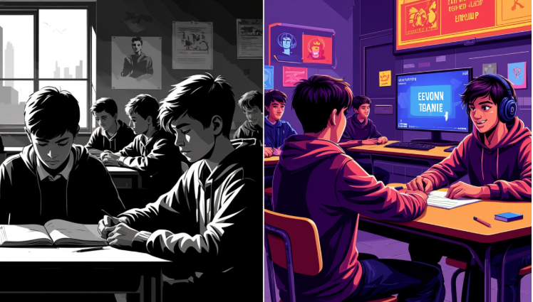 Два мира одного подростка. Слева — реальность, где он никто. Справа — виртуальность, где он герой. Куда бы вы хотели уходить сами?