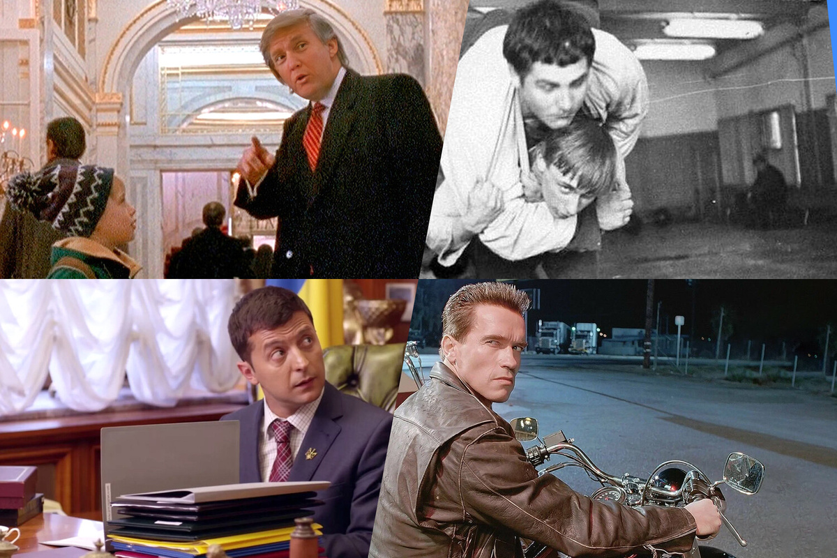 Дональд Трамп, Владимир Путин и ​Василий Шестаков, Владимир Зеленский и Арнольд Шварценеггер ©20th Century Fox/ZUMAPRESS/Global Look Press/Квартал 95/Cinema 84
