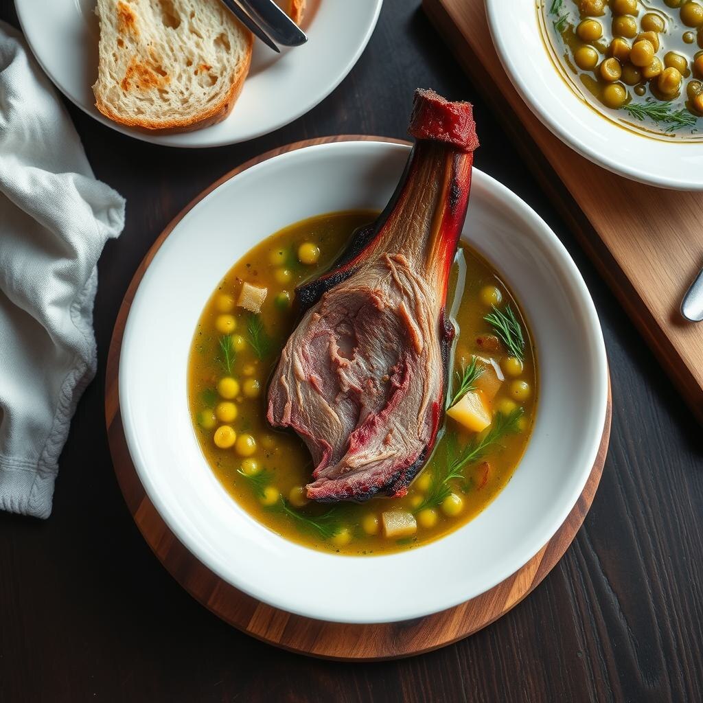 Гороховый суп на копчёных рёбрышках 