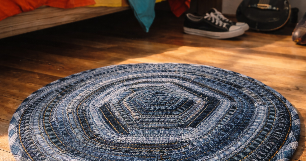 Магия джинсовых швов-рубцов: круглый коврик своими руками