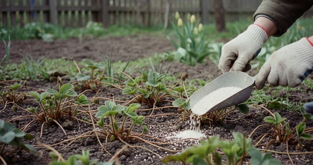 Чем подкормить и как ухаживать за  клубникой сразу после зимы для большого урожая ягод?