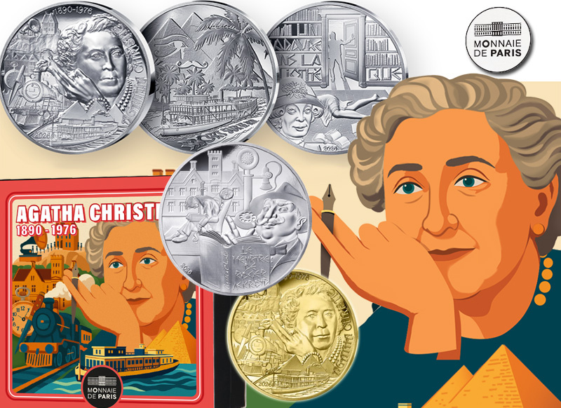 Монеты Франции 2026 из золота и серебра: 10, 20 и 50 евро 2026 в честь Агаты Кристи