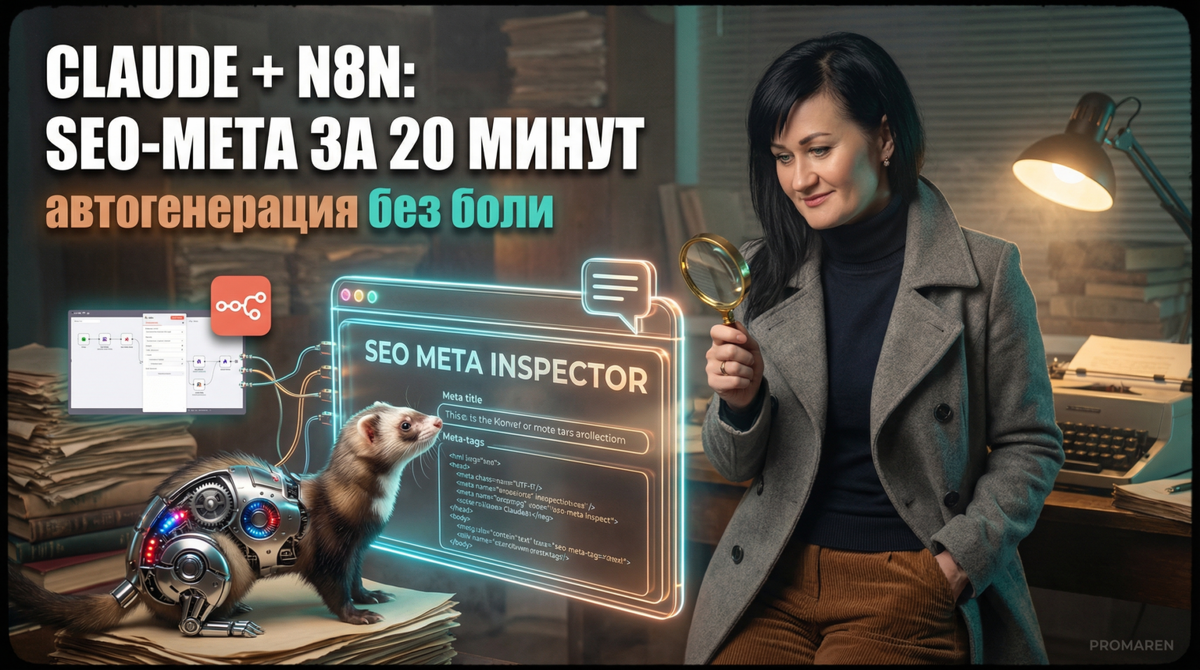    Сценарий в n8n подключает Claude AI и берёт на себя генерацию SEO-мета-тегов | Марина Погодина, PROMAREN Марина Погодина