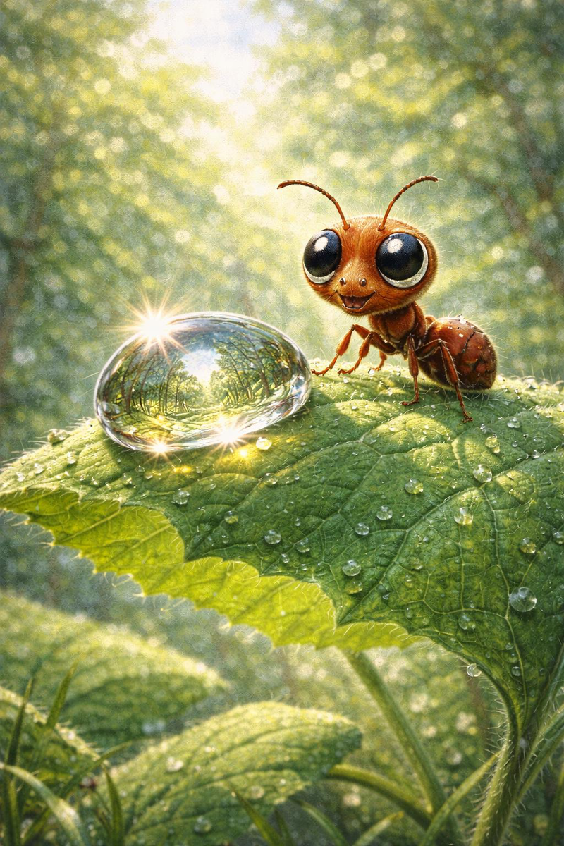 Капля, в которой отражается весь лес