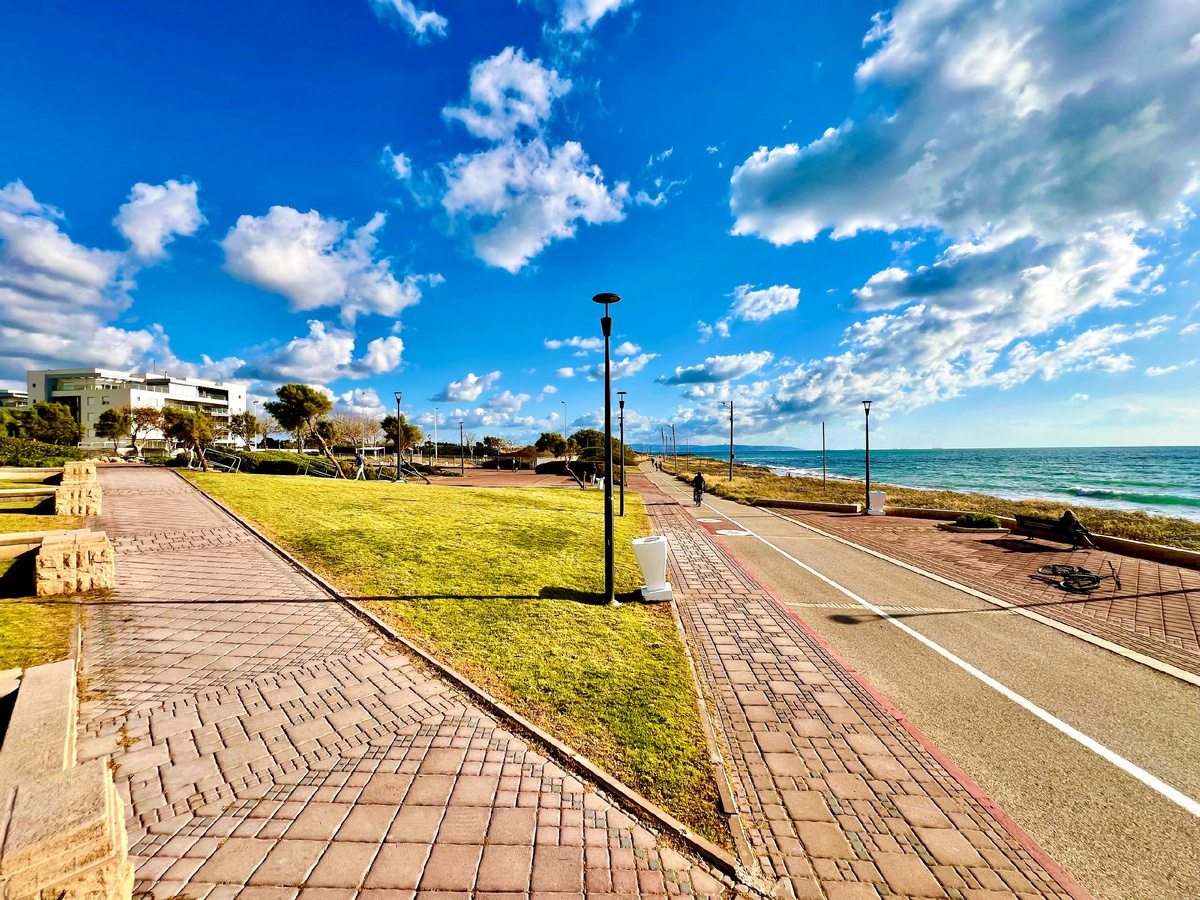 Слева дом с семейными апартаментами GW002. Первая береговая линия, амфитеатр, фуд-траки.