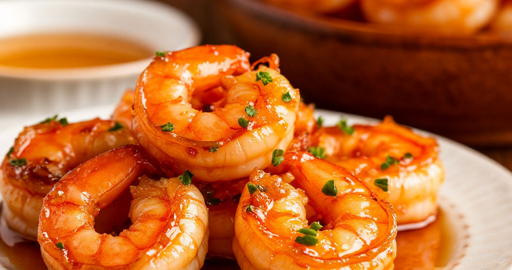 Креветки в медово-чесночной карамели!