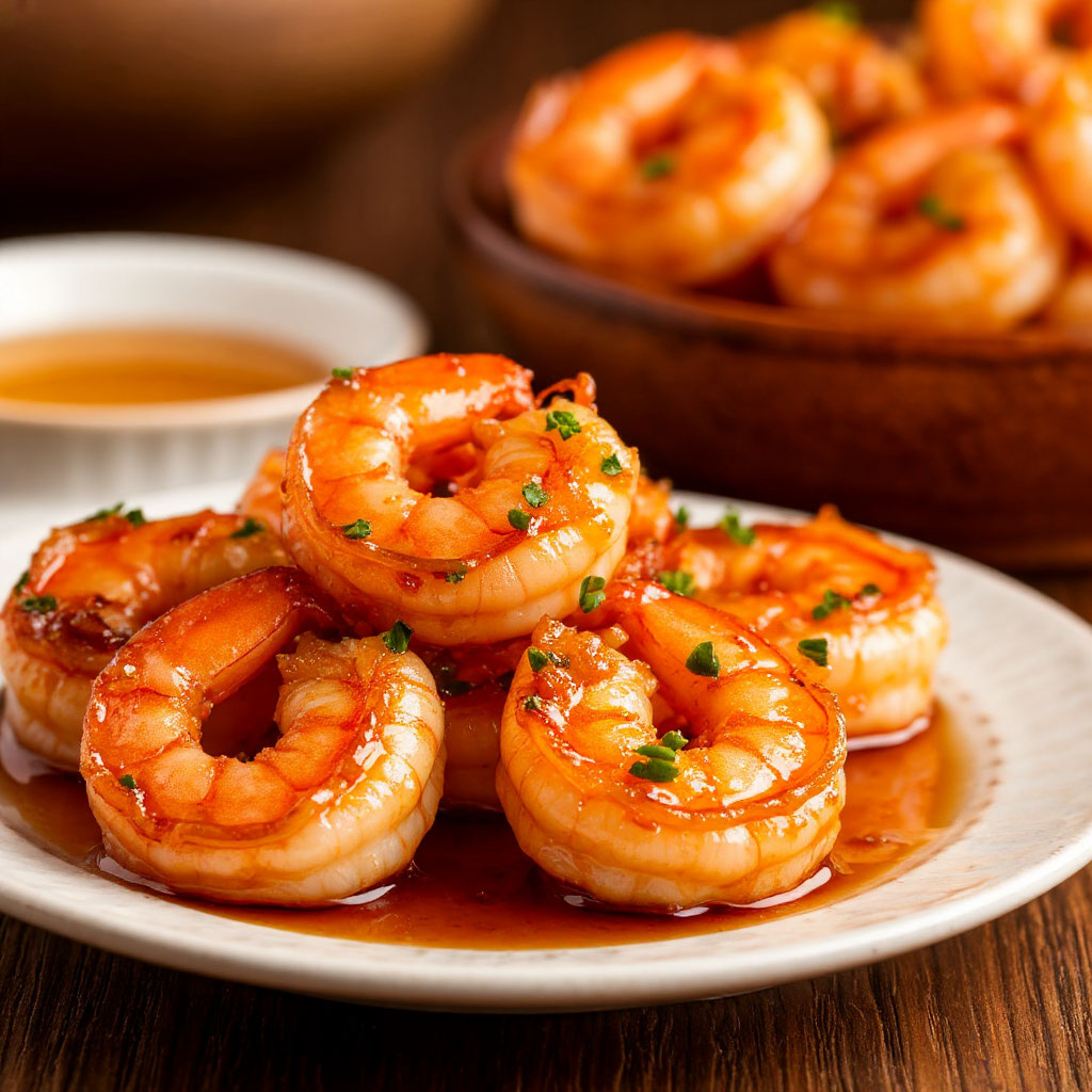 Креветки в медово-чесночной карамели!