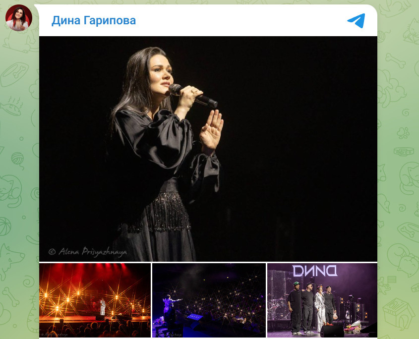    Скриншот: Telegram/@DinaGaripova
