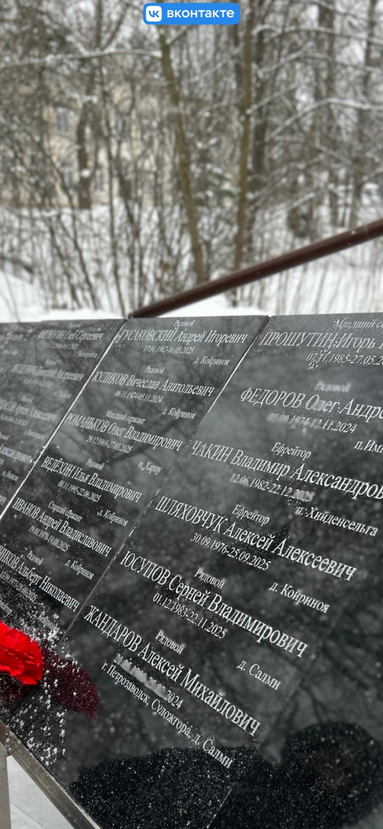    Имена участников СВО на мемориальной плите в Карелии написали с ошибкамиПиткярантский округ / ВК