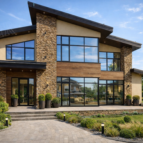 Реализованные проекты компании Ярмак - Московская обл., КП Монтевиль, комплекстное остекление коттеджа