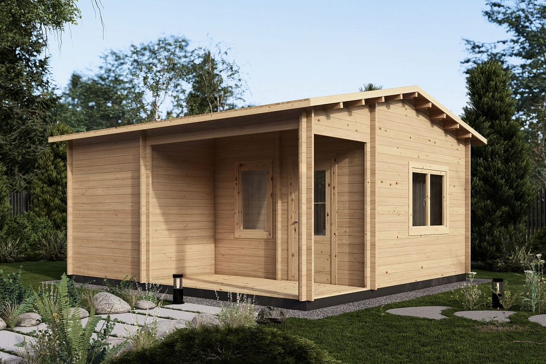 Такая баня из мини-бруса из каталога ДОМ ТЕХНОНИКОЛЬ может быть как капитальным, так и некапитальным строением.