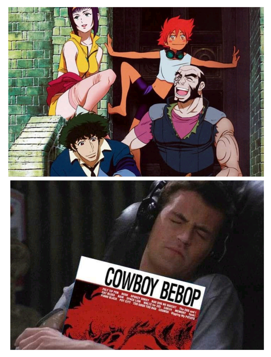 "Ковбой Бибоп" 1988; Режиссёры: Синъитиро Ватанабэ; Ёсиюки Такэи; Икуро Сато.