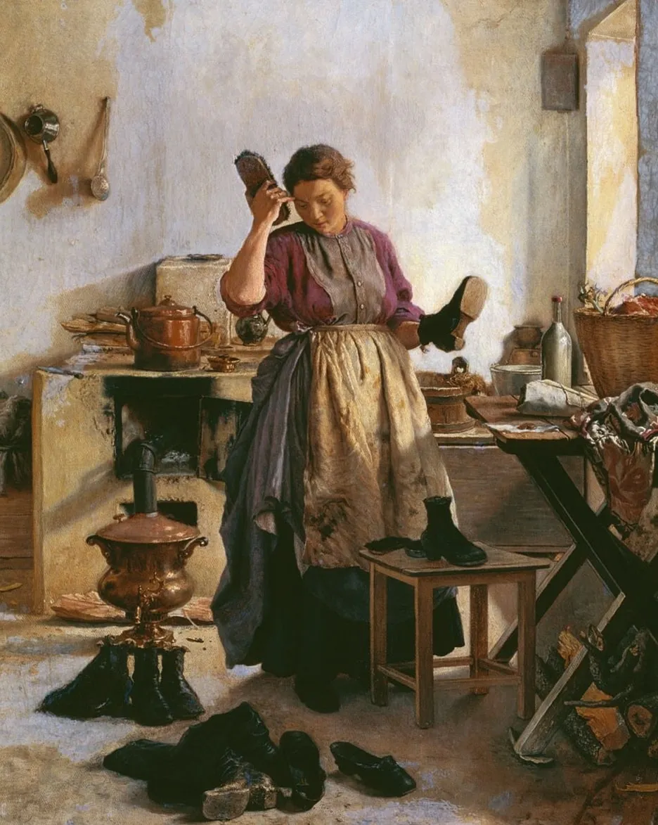 Утро на кухне (кухарка), художник Андрей Попов (1863)