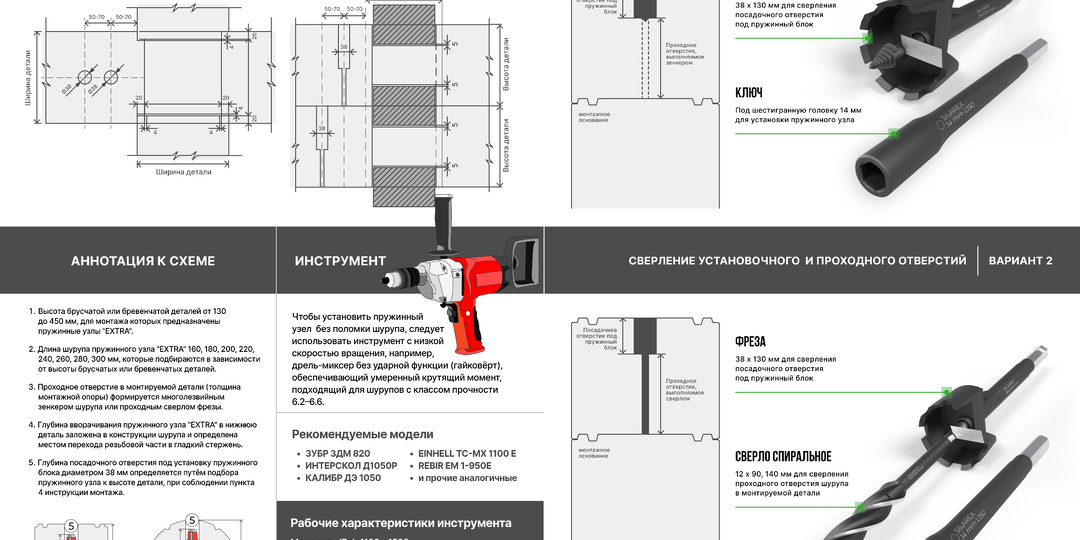 Сверление отверстий для установки Пружинных узлов «SILAREX» вне зависимости от модификации