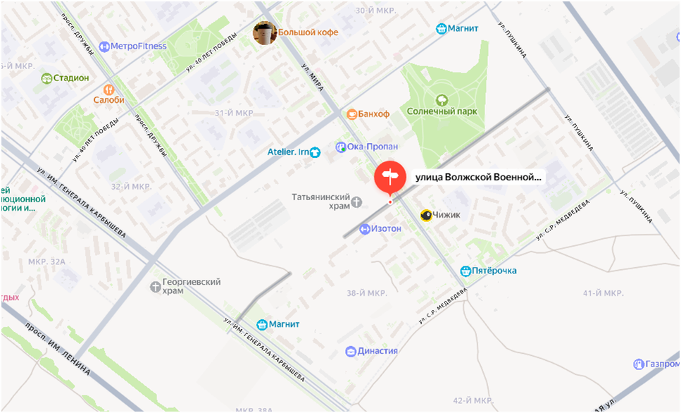 Улица Волжской военной флотилии на карте Волжского.