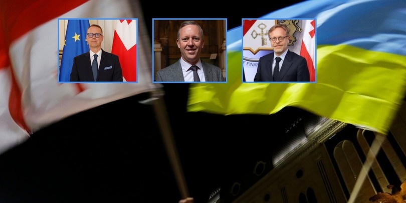 Послы Германии Великобритании и Франции Питер Фишер, Гарет Уорд и Оливье Курто.