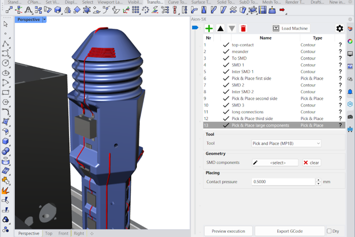 Пользовательский интерфейс Aion-5X с окном предпросмотра и списком процессов. Изображение предоставлено Advanced Printed Electronic Solutions.