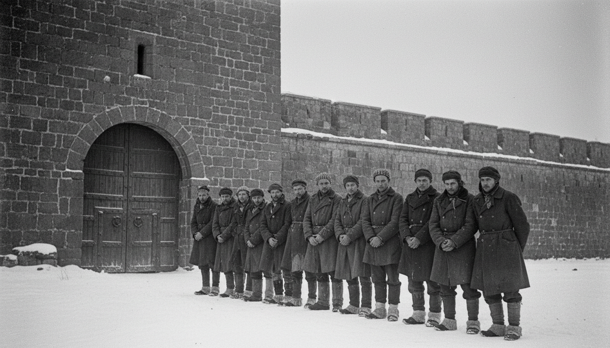 Прибытие этапа к Соловецкому монастырю