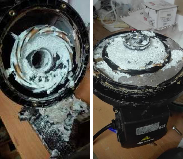 Накипные отложения в насосе системы водоснабжения до монтажа устройства от накипи