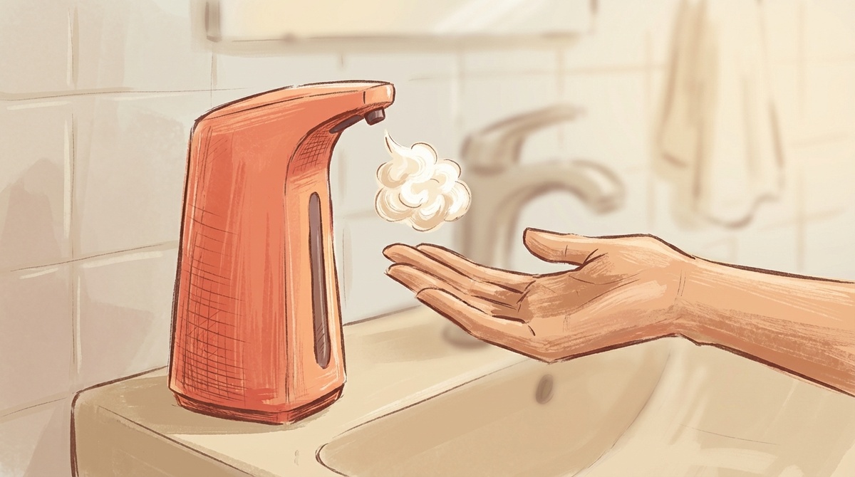 Автоматический дозатор для мыла на раковине в ванной - бесконтактный