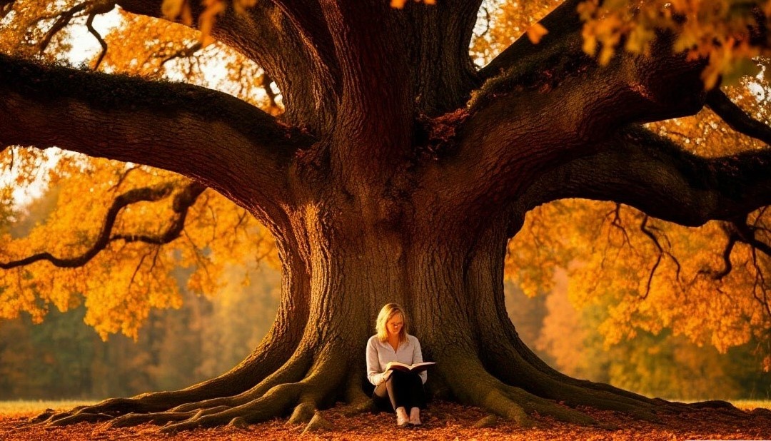 Дерево сильно своими корнями