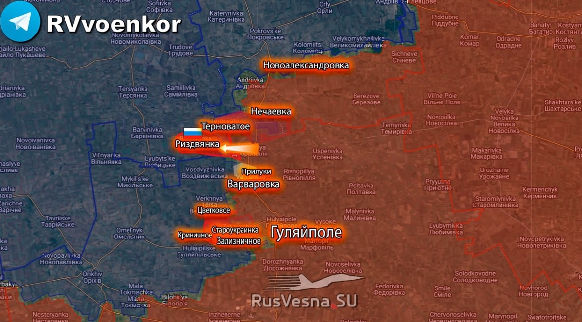    Армия России освободила посёлок Риздвянка в Запорожской области