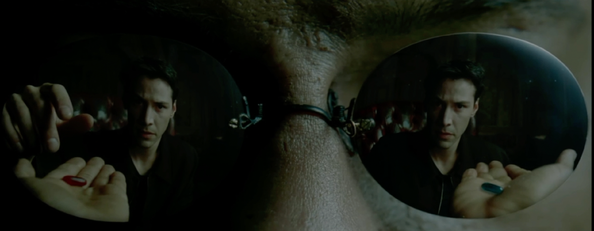 Выбор: «пить красную таблетку или нет (красная — матрица)»