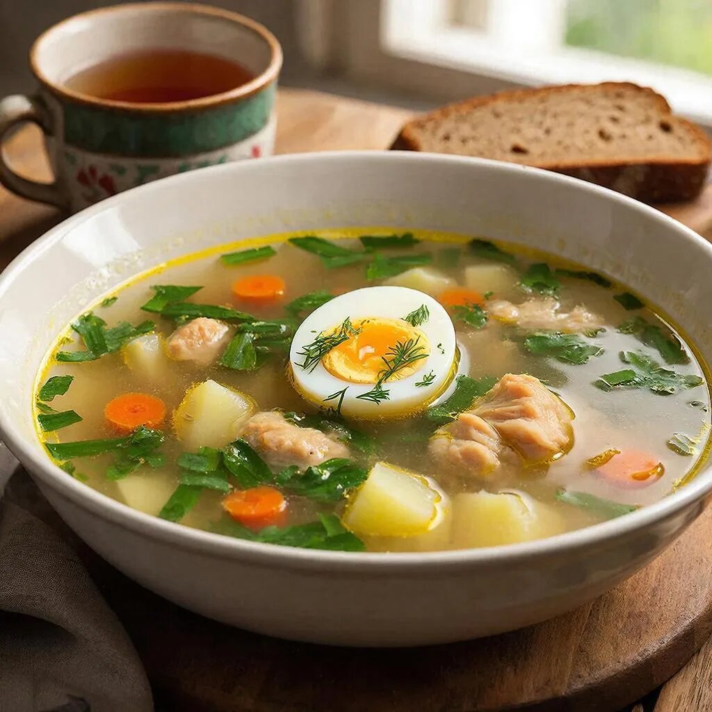 Рецепт «Куриный суп со щавелем»: Весенний обед для души