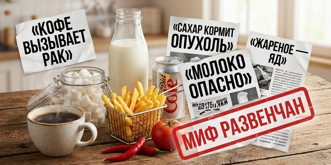 «Кофе вызывает рак», «сахар кормит опухоль», «помидоры опасны»…