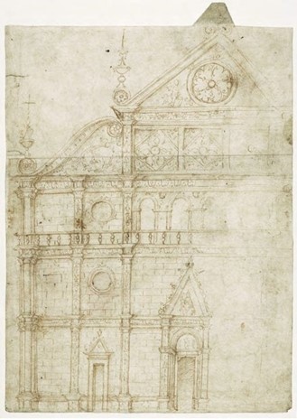 Рисунок фасада базилики Сан-Петронио в Болонье
