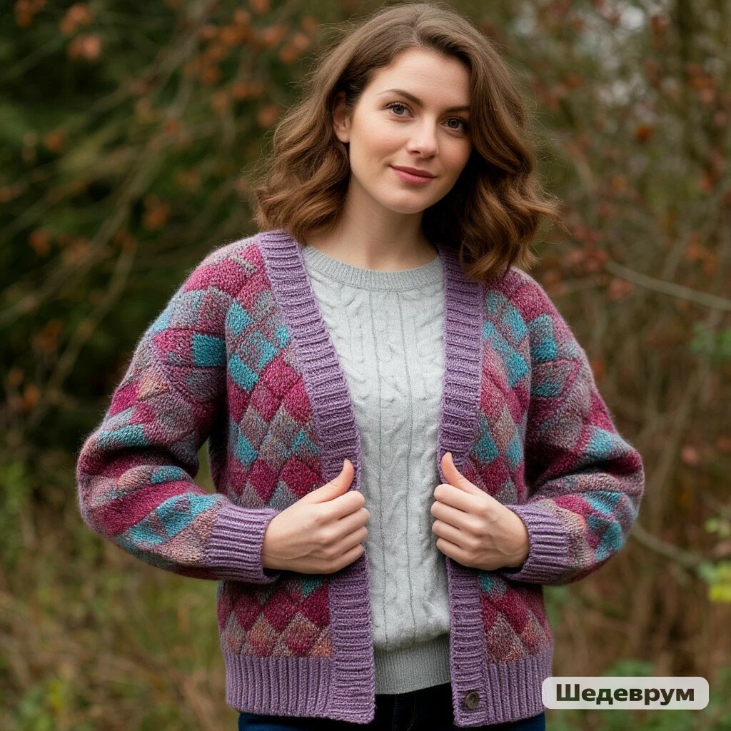Я пробовала вязать в этой технике. Но на кардиган терпения не хватило бы. 