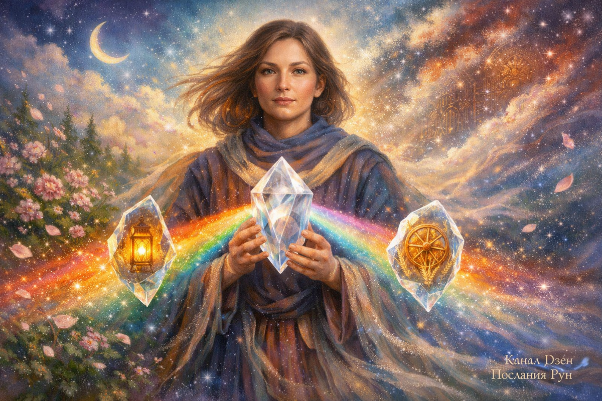Онлайн гадание на рунах: предсказание на весну 2026 и три желания, которые готовы исполниться. Мистическая иллюстрация в стиле «Послания Рун» для тех, кто ищет подсказку судьбы и знак перемен.