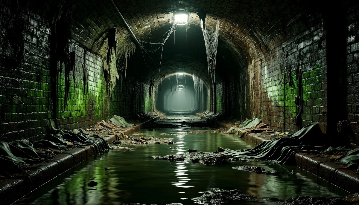 Видишь чёрные лужи на полу? Свети фонарём и аккуратно обходи их.