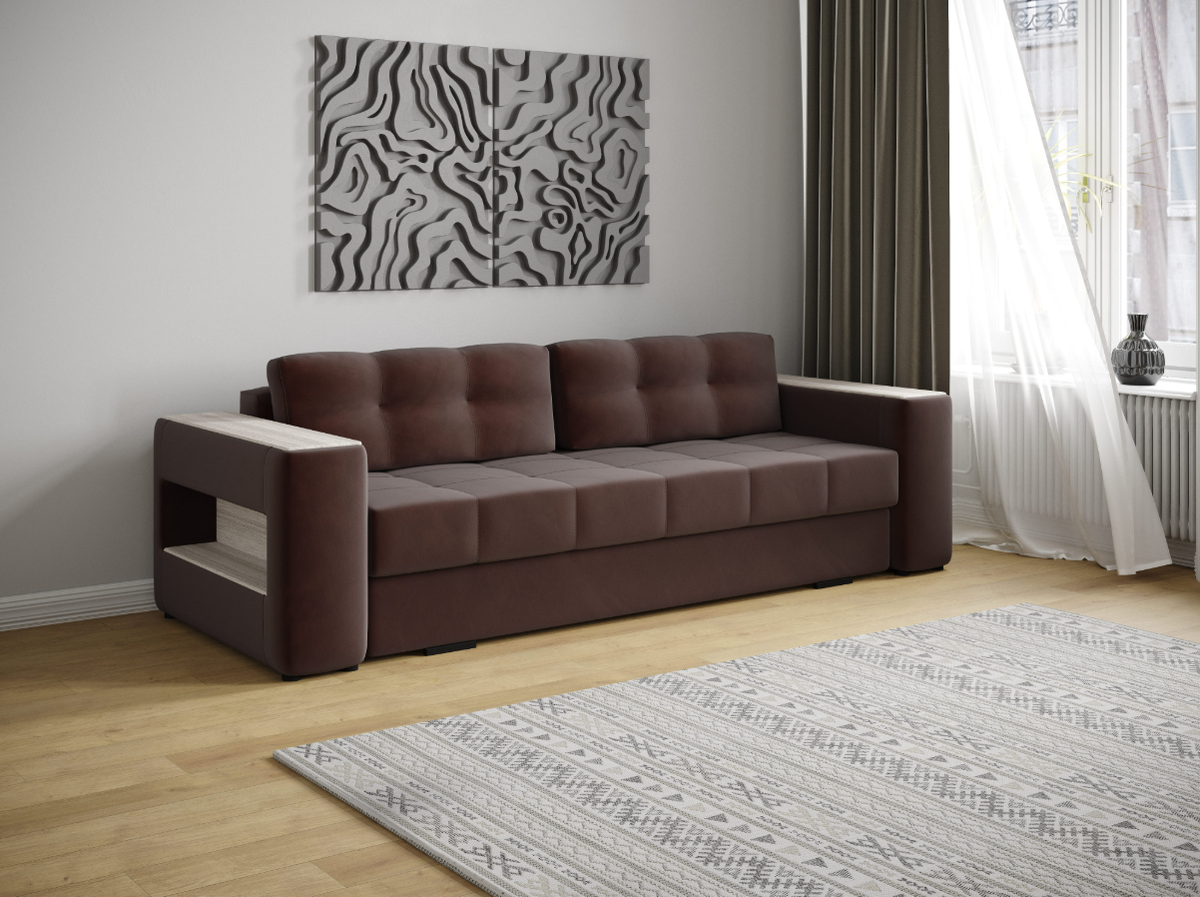 Диван раскладной Нави, коричневый/мдф сандал белый 1031789