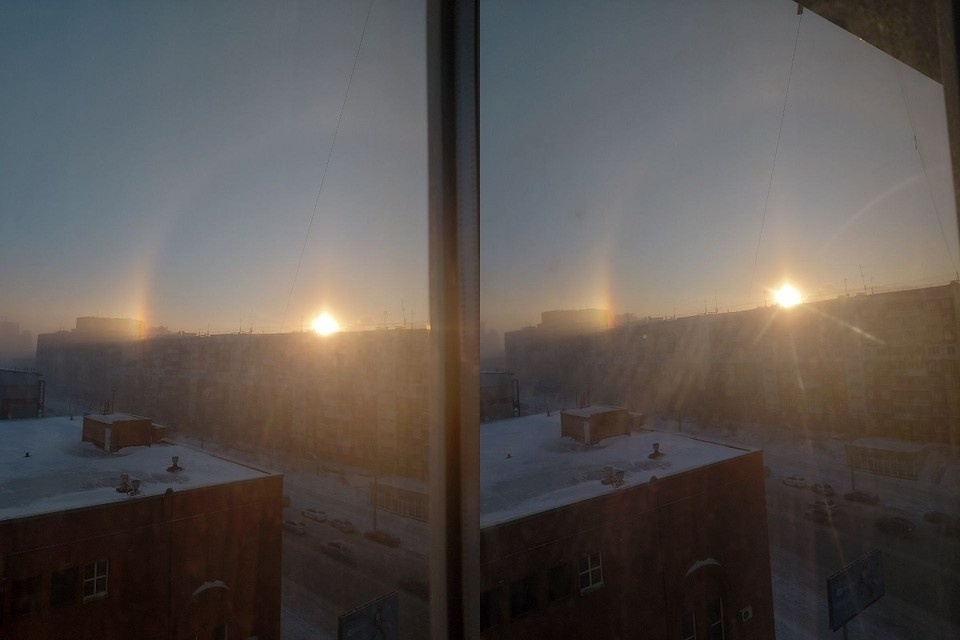    Вокруг солнца появилось светящееся кольцо. Фото: предоставлено читателем КП-Новосибирск