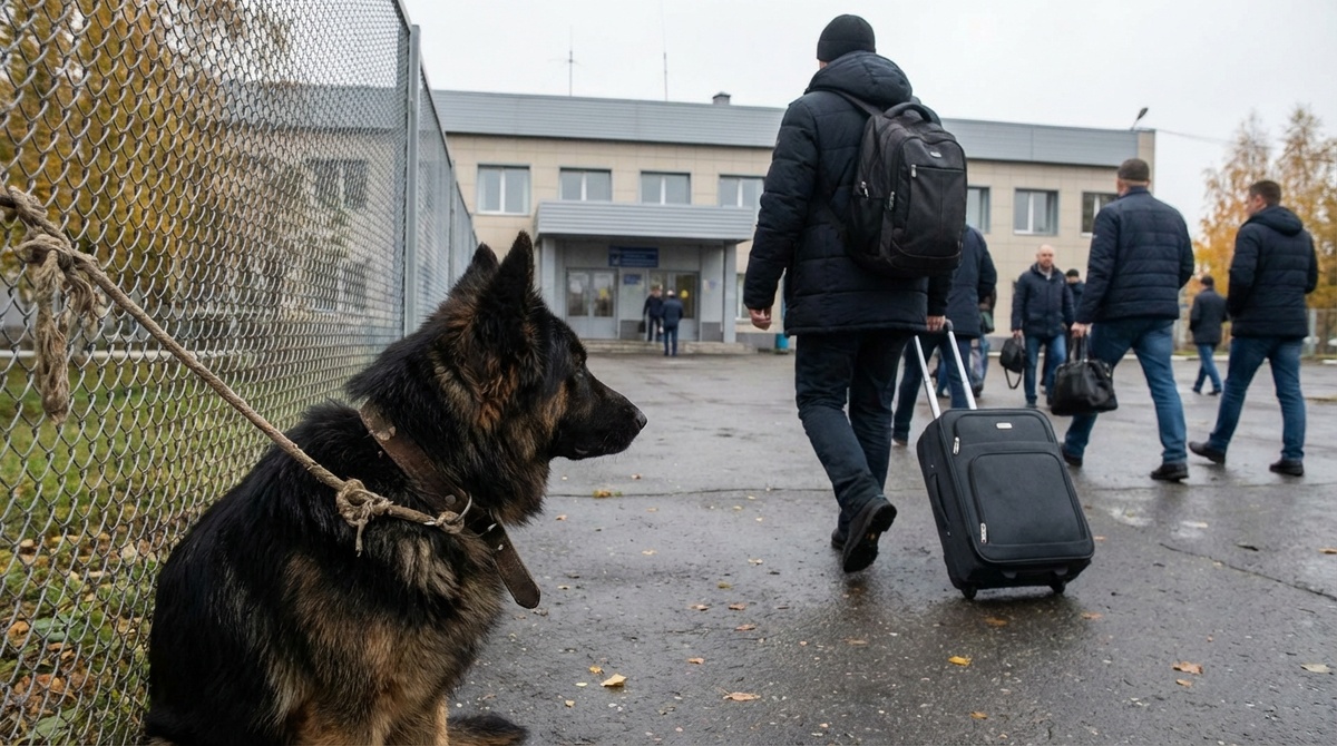 Немецкая овчарка на фоне советского аэропорта Внуково, 1970-е