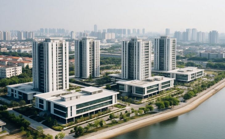 Образовательный кампус . Фото: сгенерировано с помощью нейросети "Алиса", "Атмосфера"