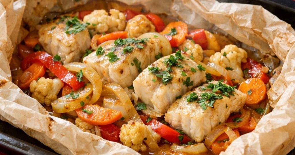 Минтай в пергаменте в духовке: 2 способа приготовления сочного блюда. С луком, овощами или картошкой