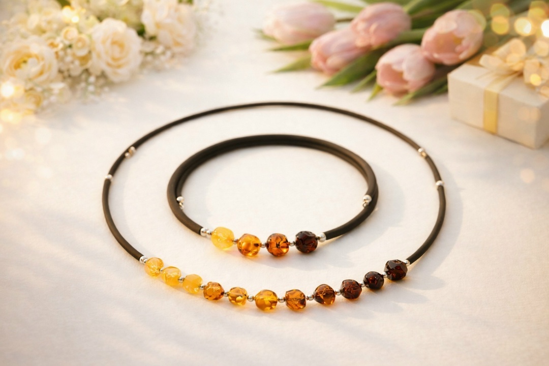 янтарное колье с браслетом