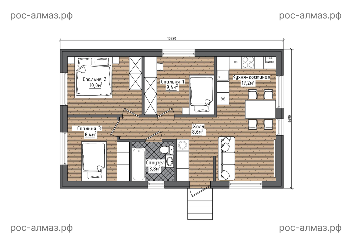 Планировка дом из кирпича до 100 кв.м.