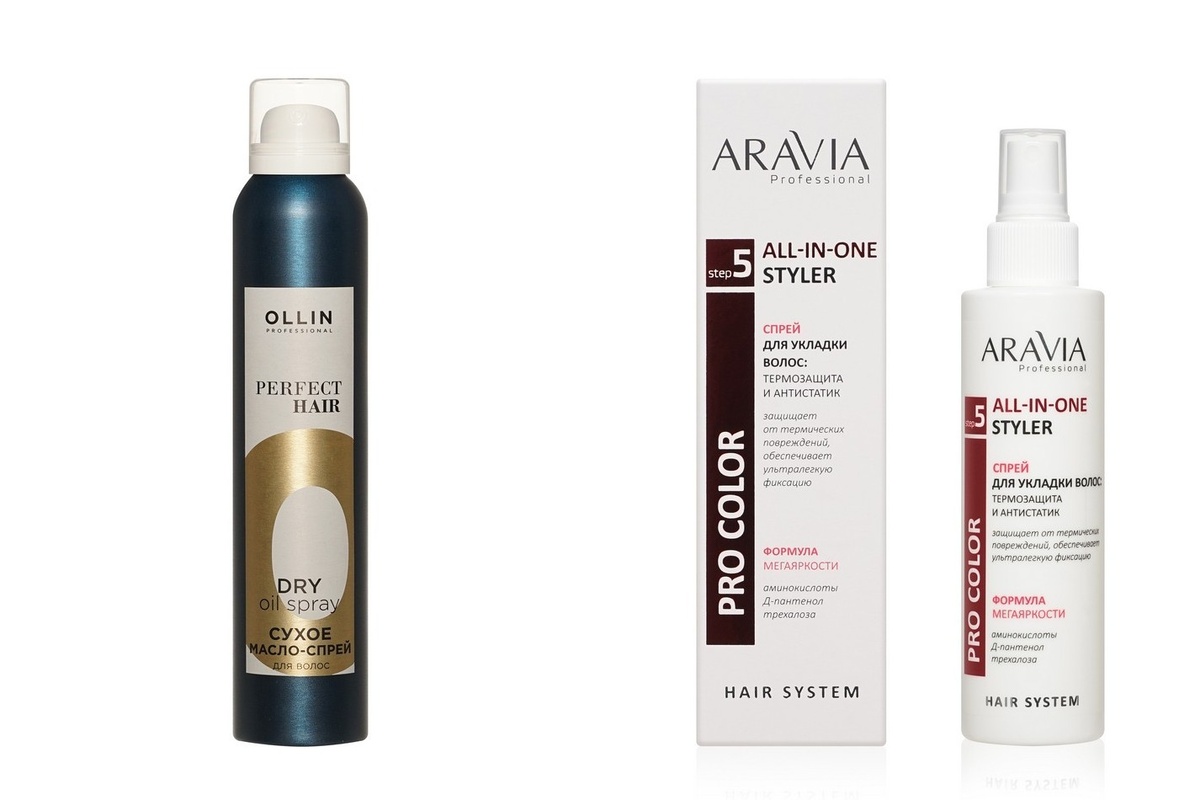 Сухое масло-спрей Ollin/Спрей для укладки волос Aravia