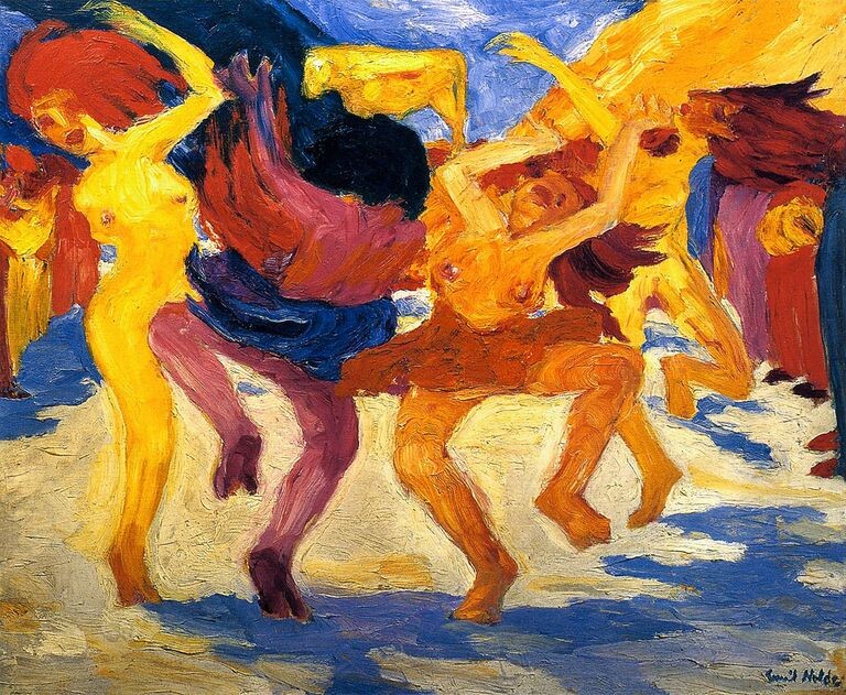 Пляска вокруг золотого тельца. 1910. Художник — Эмиль Нольде (нем. Emil Nolde, 1867–1956). Новая пинакотека, Мюнхен