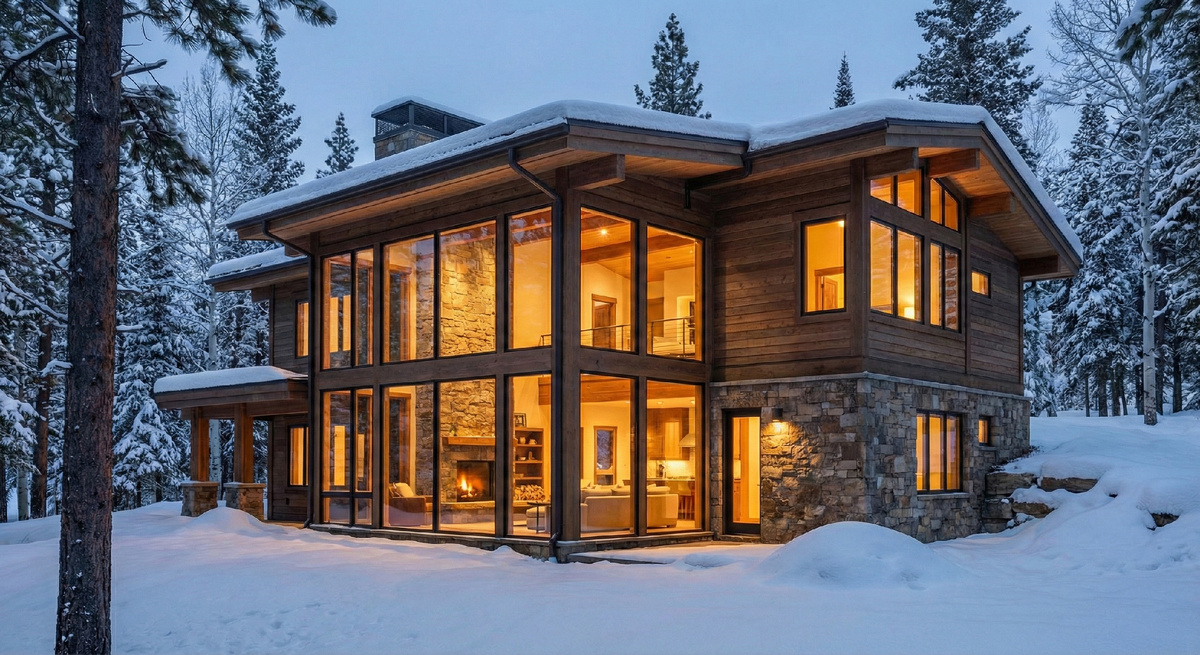 Частный дом с панорамным остеклением