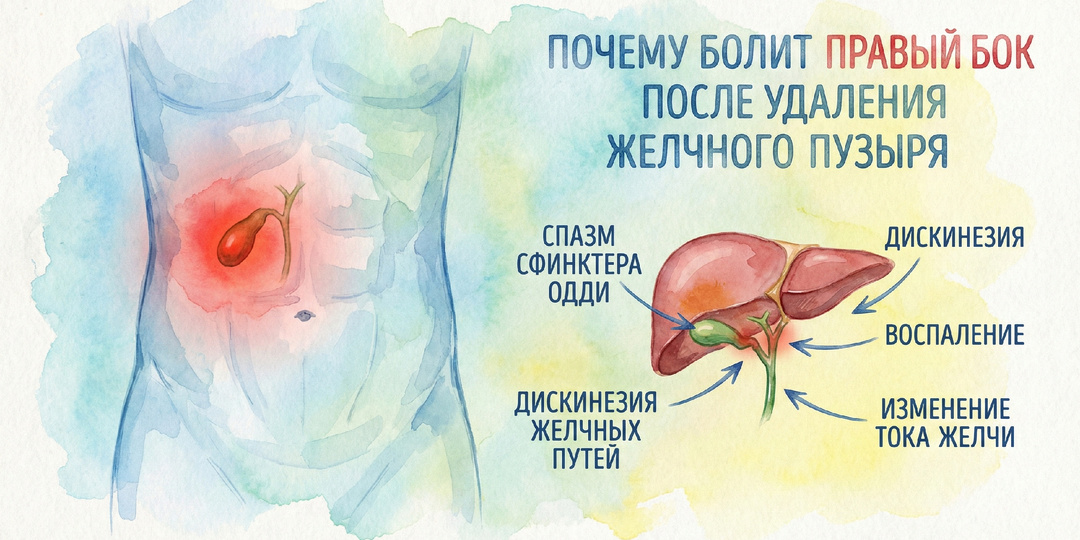 Почему болит правый бок после удаления желчного пузыря