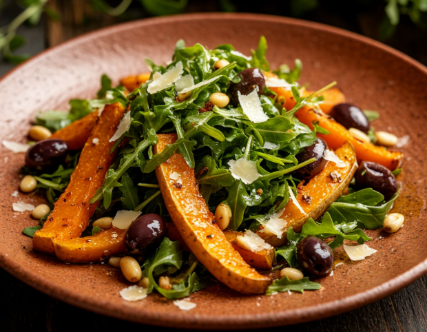 Салат с запеченной тыквой и рукколой