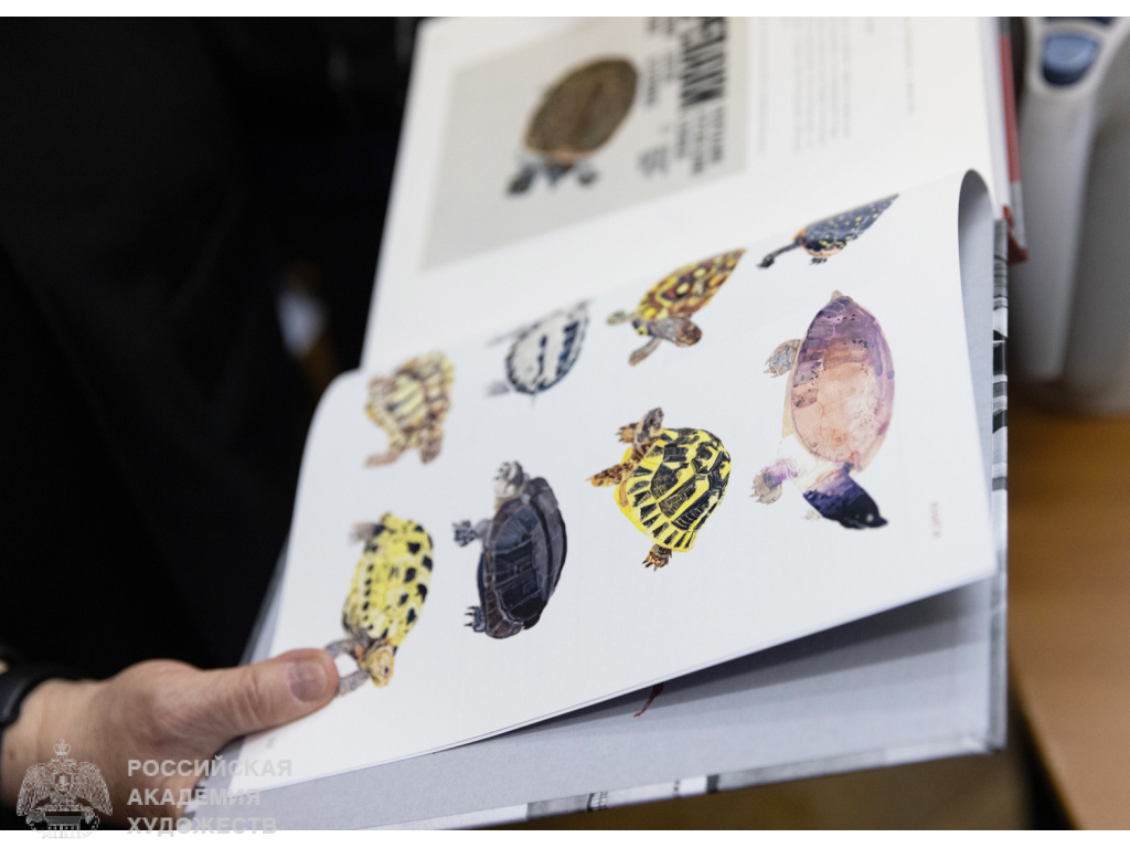 Фрагмент групповой выставки графики и презентация книги «Мой зоопарк» Ирины Маковеевой в библиотеке Российской академии художеств (Москва, Пречистенка, 21). Фото Виктора Берёзкина, пресс-служба РАХ. 