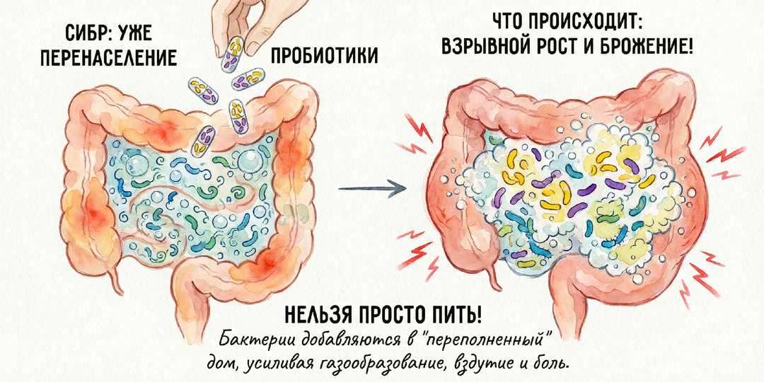 Почему при СИБР нельзя просто пить пробиотики — и что происходит если пить