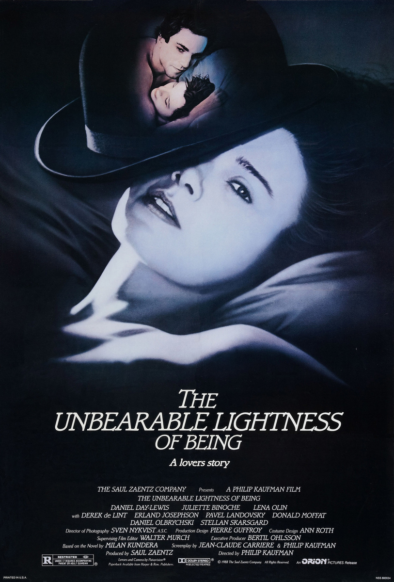 Постер к фильму "Невыносимая легкость бытия / The Unbearable Lightness of Being" (источник: https://ru.kinorium.com/88281/gallery/poster/?photo=3580463) 