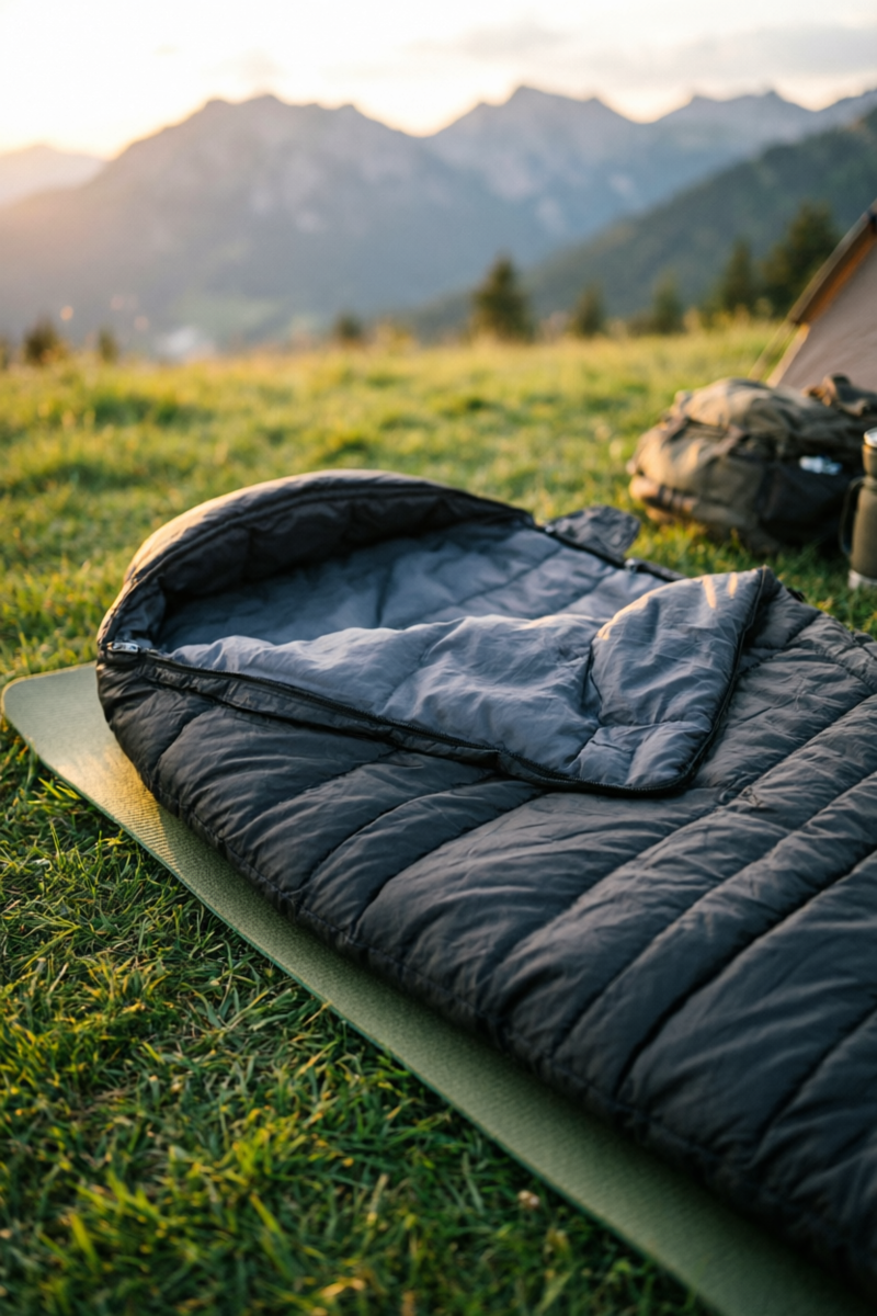 Черный спальный мешок 220х85