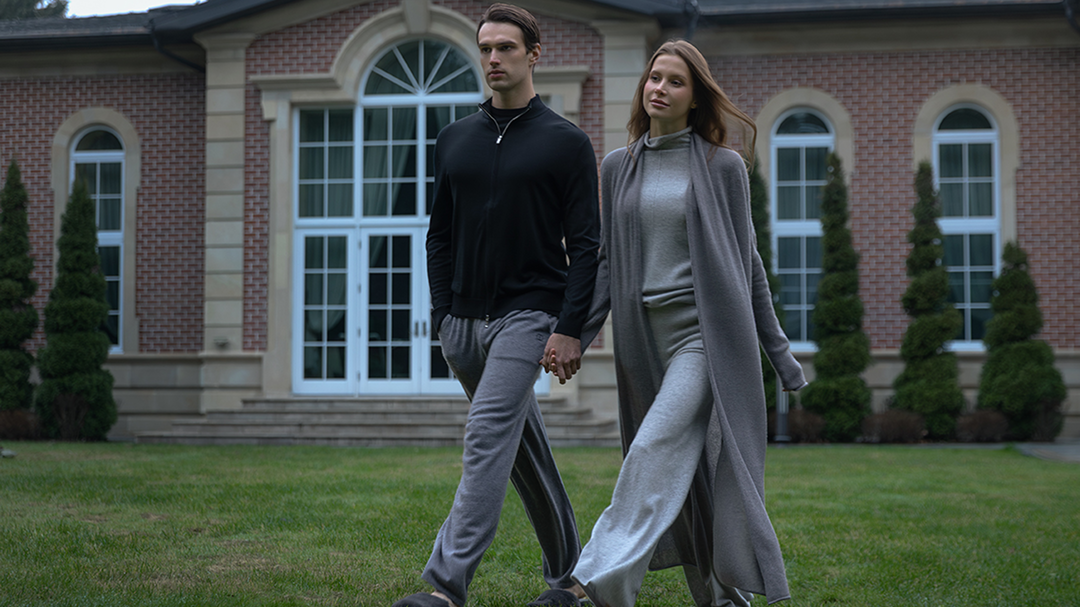 Джемпер и брюки «Митея», кардиган «Давиора», джемпер «Тирсо», кардиган «Древон»